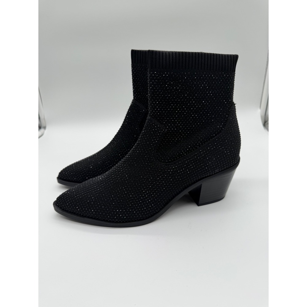 Kenneth Cole Reaction Jess Black Ombre Knit Rhinestone Ankle Boots 8.5